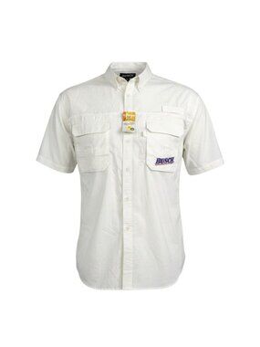 Busch Beer Mens White Short Sleeve Vented Fishing Shirt XL NWT